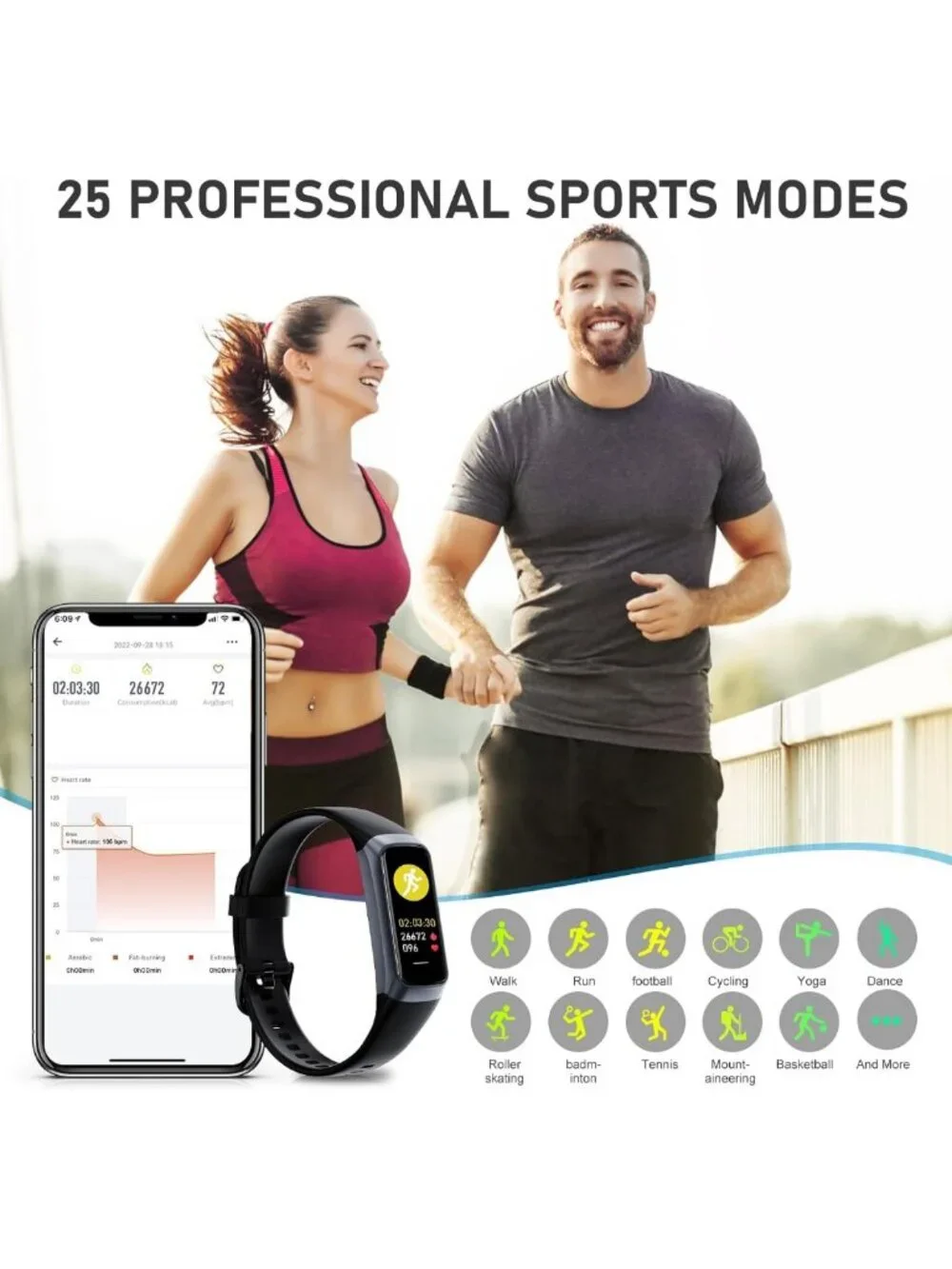 Smart Fitness Tracker with Heart Rate, Blood Pressure, Pedometer & Sleep Monitor